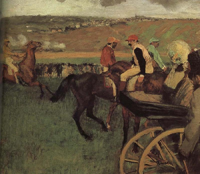 amateurish caballero on horse-race ground, Edgar Degas